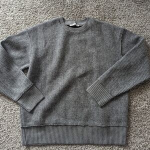 Mens Grey Zara Ribbed Crewneck